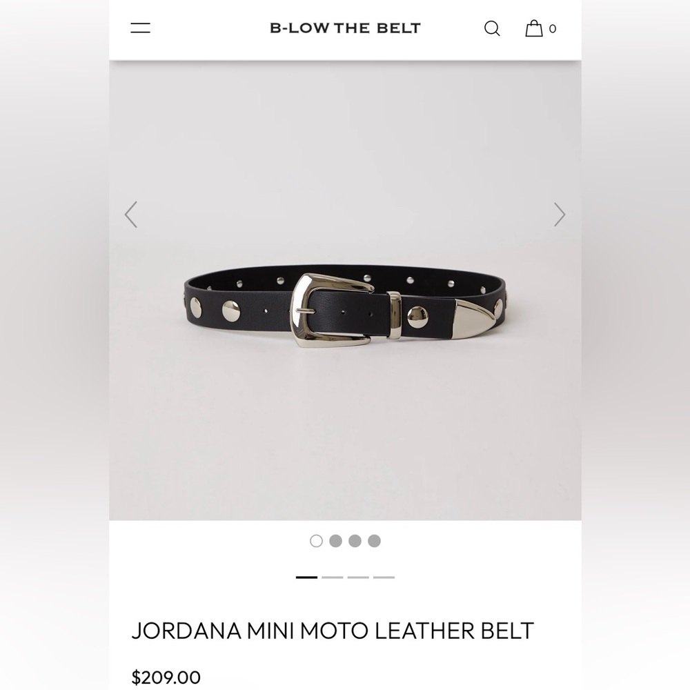 Jordana Mini Moto Leather Belt in black/silver by B-Low the Belt